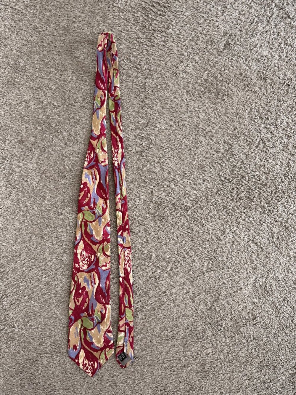 OLDER BACHRACH MADE IN ITALY MAROON, BLUE, TAN PATTERNED MENS TIE